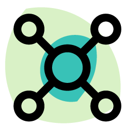 API Icon four circles with green center