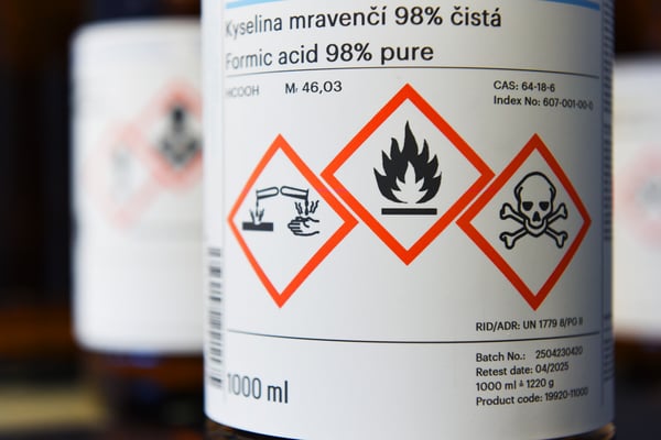 Health Hazard labels on products in the workplace