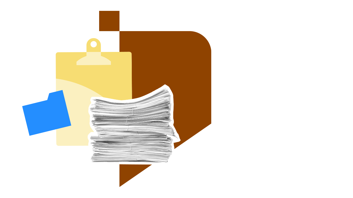 illustration-of-pile-of-paper-a-computer-folder-and-paper-clipboard
