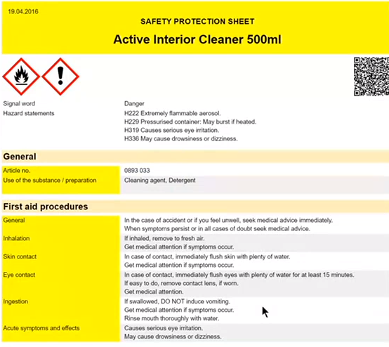 Example of a Material Safety Data Sheets