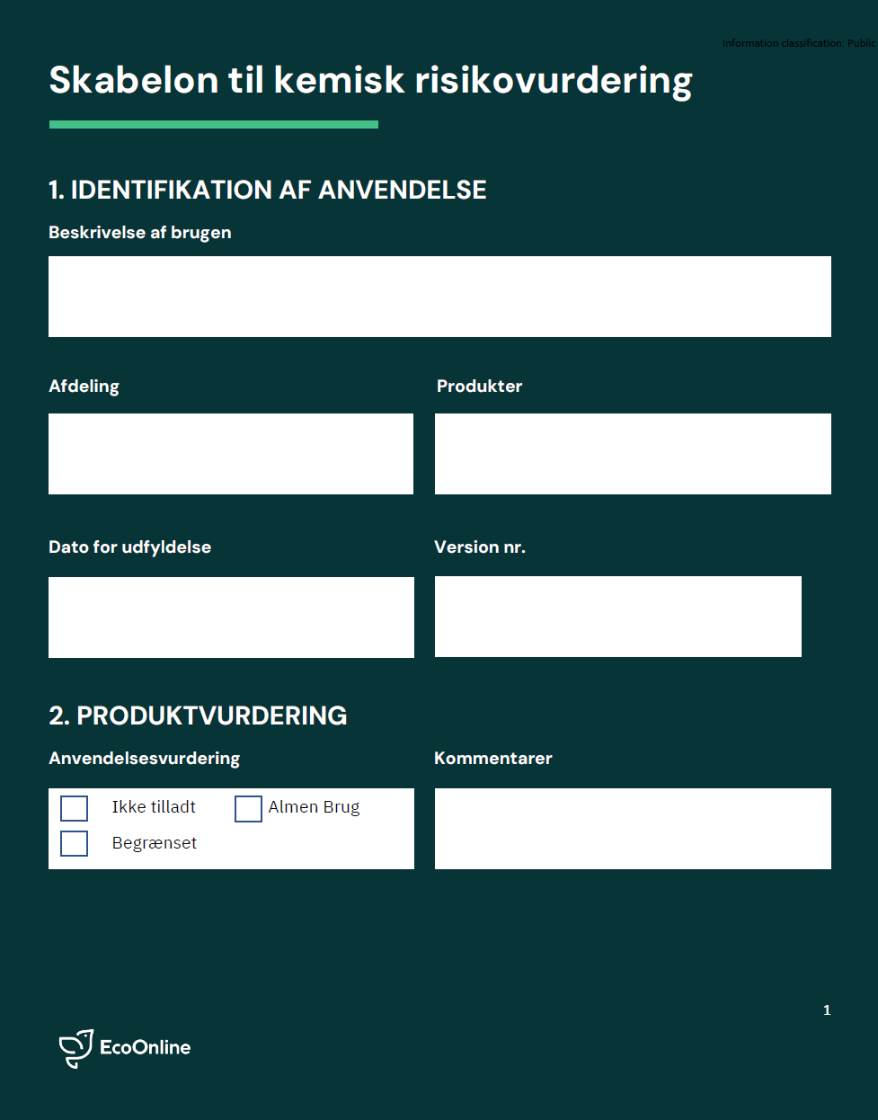 Kemisk APV Skabelon Forside Sc