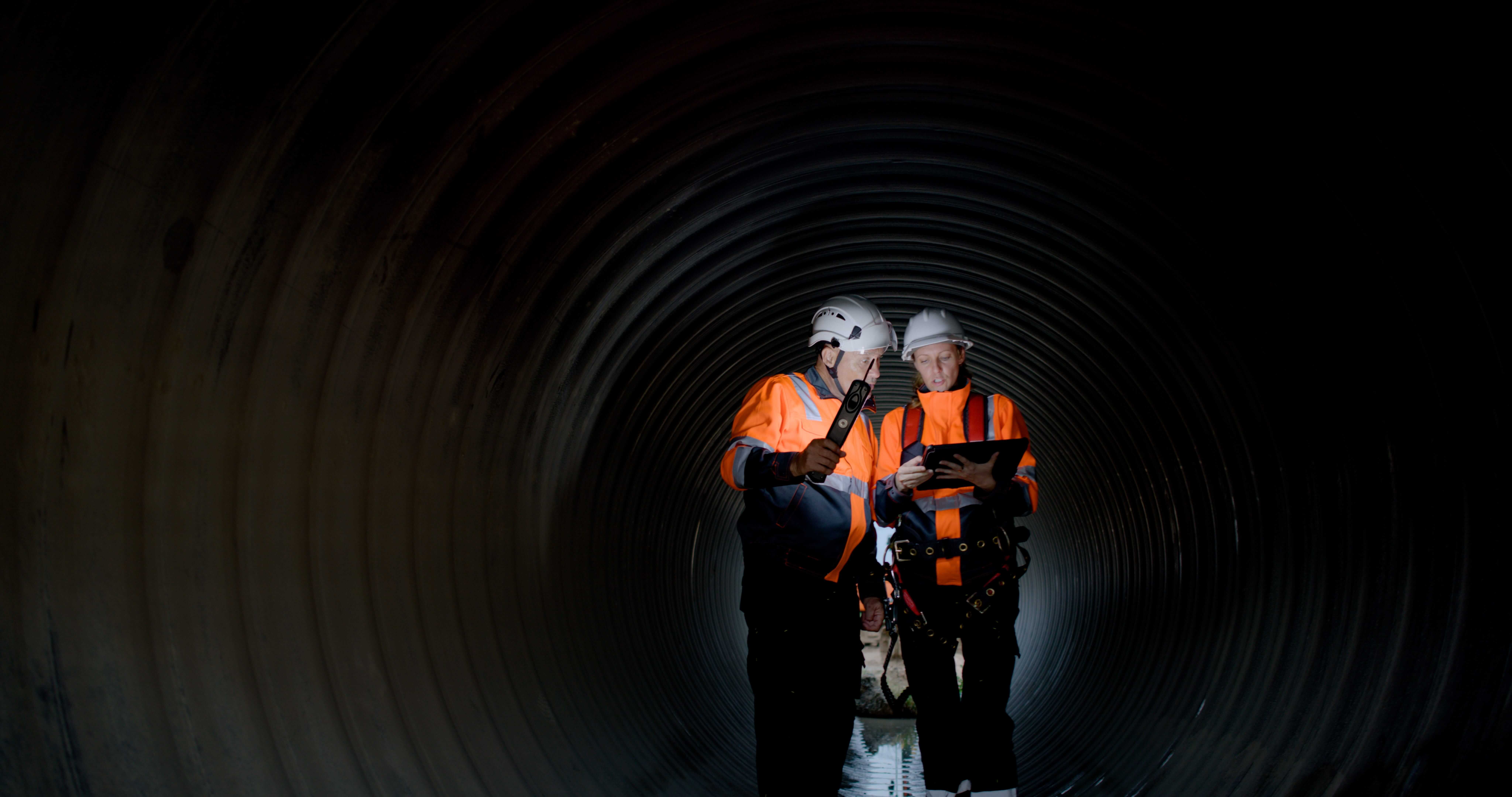 Engineers working in a tunnel
