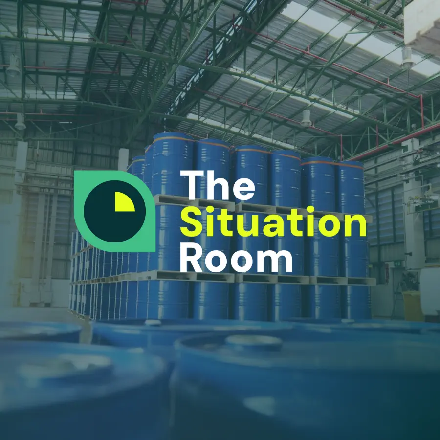 Stack of chemical waste barrels