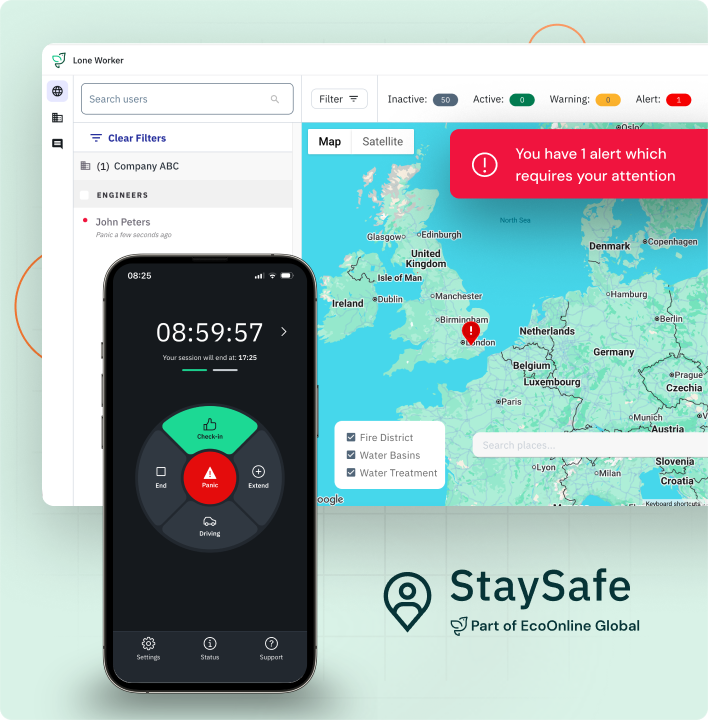UKI Lone Worker Lone Worker App Tier 2 UI And Phone With StaySafe Logo New UI 2026
